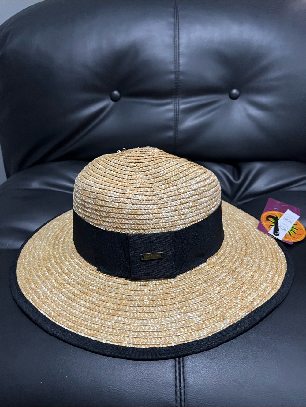 Angela & William Women’s Straw Sun Hat with Black Band sun protection